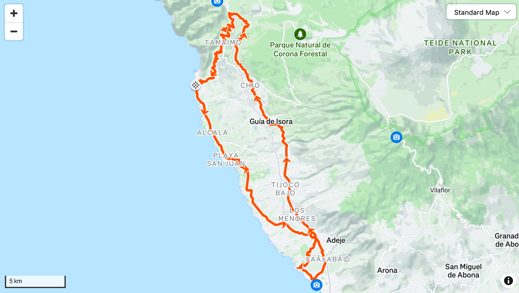 La Caleta – Arguayo Loop – 67,59 Km, 1616 m elevation – cycling route Tenerife