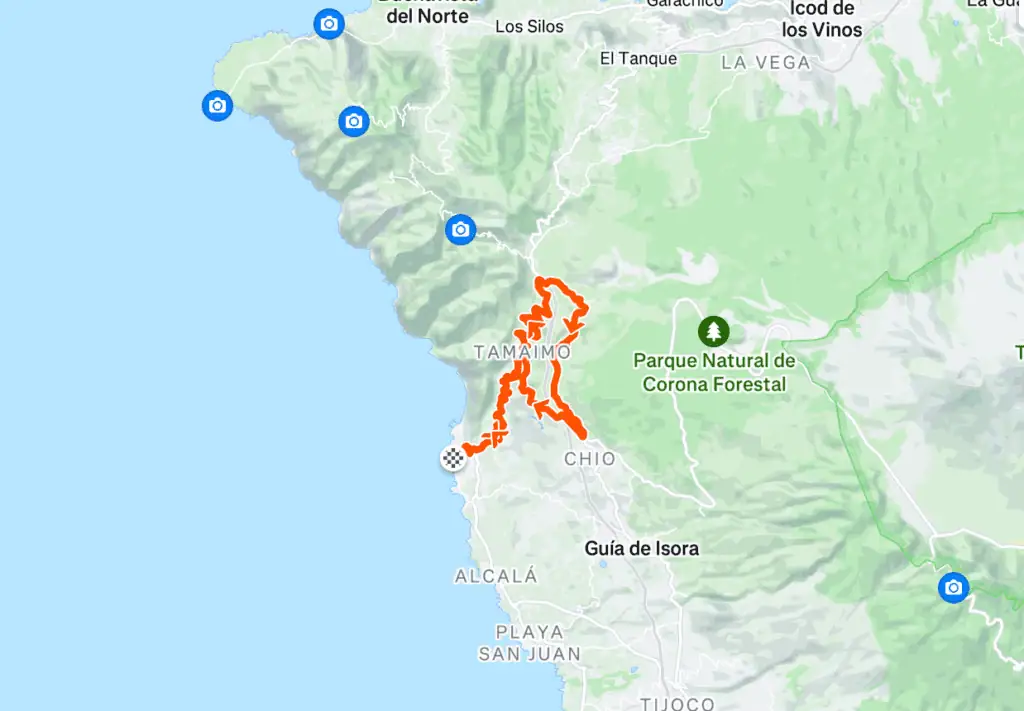 Puerto de Santiago - El Molledo - Las Manchas - Arguayo – 33.39 km, 1,050 m elevation – cycling route Tenerife