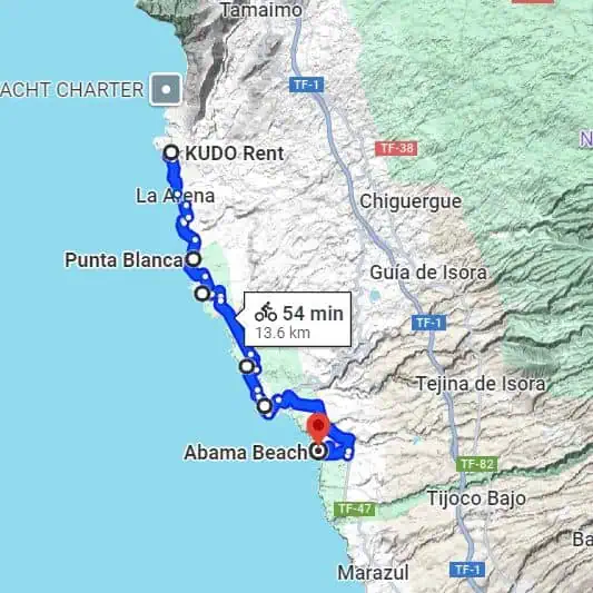 Way to Abama – 25,6 Km, 390 m elevation – cycling route Tenerife