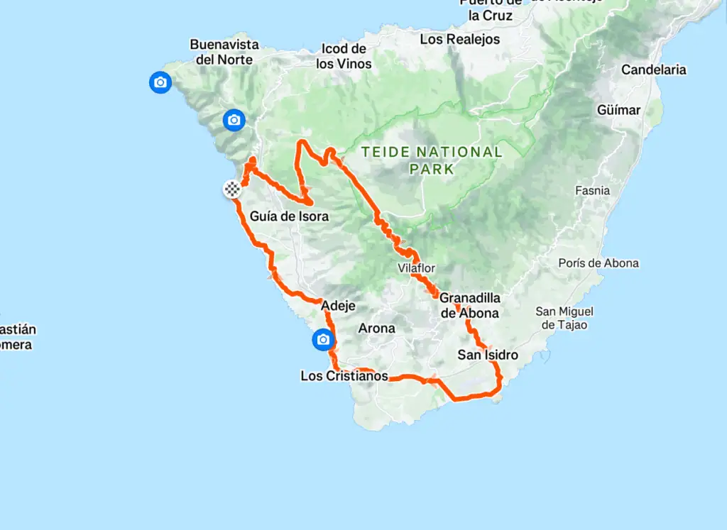 Teide - South Airport Loop – 129.49 Km, 3,020 m elevation – cycling route Tenerife