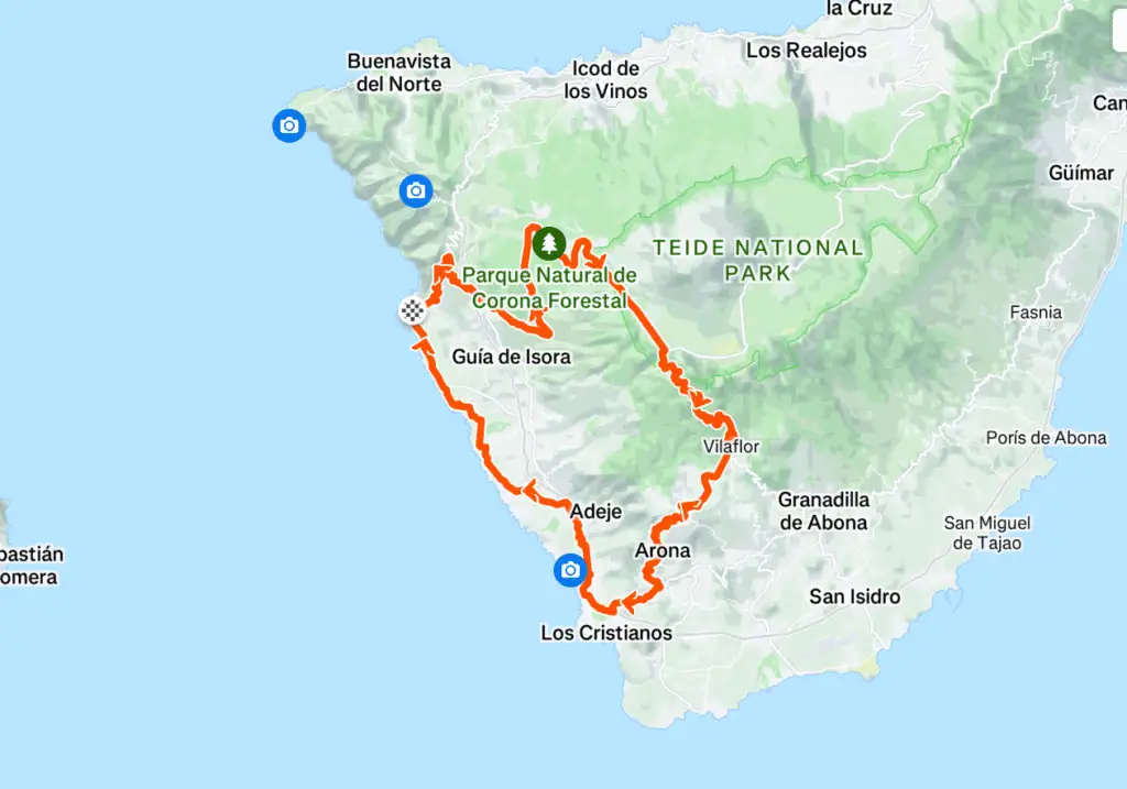 Teide South Loop – 105,34 Km, 2,677 m elevation – cycling route Tenerife