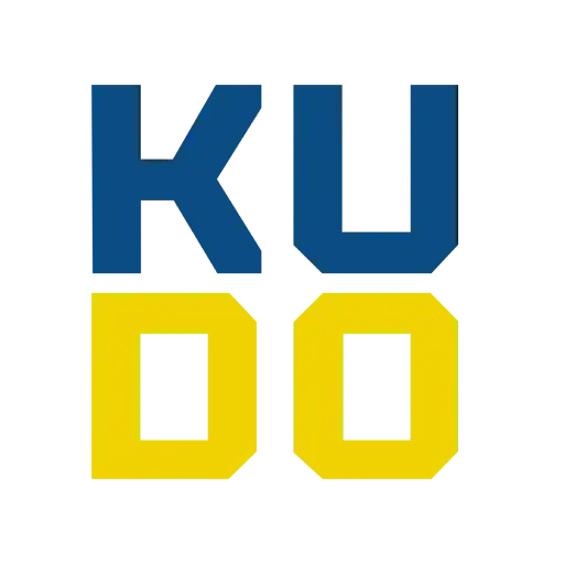 KUDO Rent logo featuring bold blue and yellow text highlighting innovative rental services for mobility equipment and electric scooters.